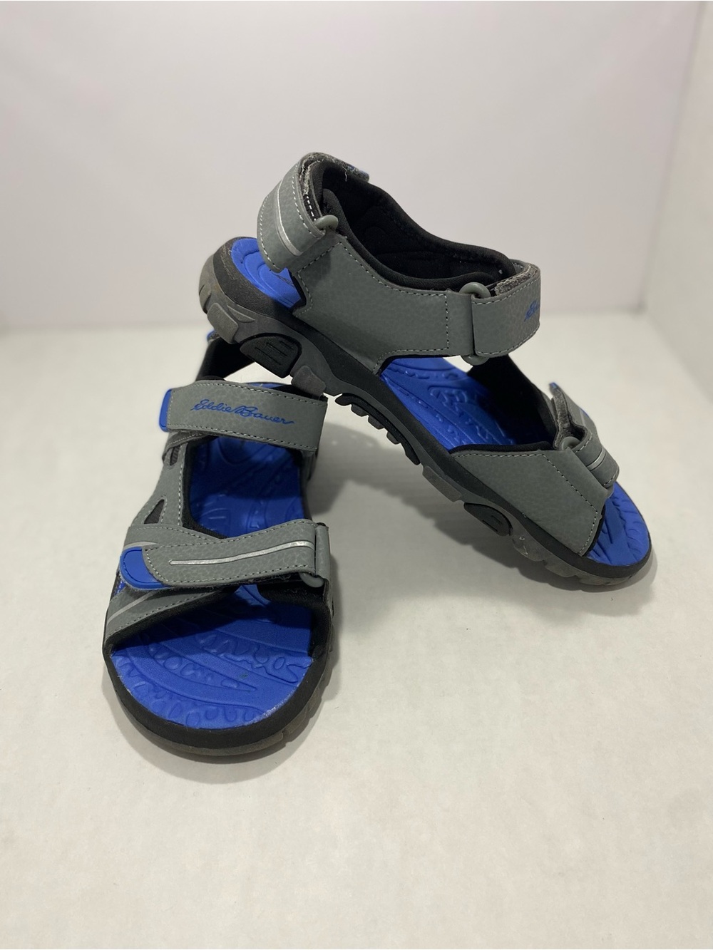 Eddie Bauer Gray and Blue Kids Outdoor Sandals